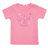 Βαμβακερό μπλουζάκι με τύπωμα για μωρό, σε ροζ χρώμα Benetton 236707 