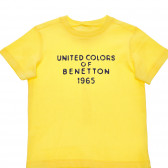 Βαμβακερό μπλουζάκι με λογότυπο, κίτρινο Benetton 236711 