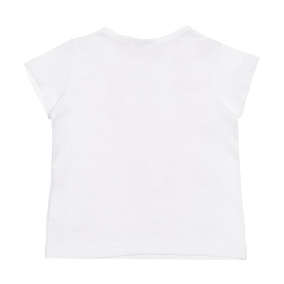 Βαμβακερό κοντομάνικο μπλουζάκι με τύπωμα, λευκό Benetton 236717 3