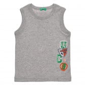 Βαμβακερή μπλούζα με τύπωμα για μωρό, γκρι Benetton 236768 