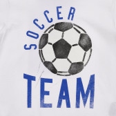 Βαμβακερό μπλουζάκι με τύπωμα ποδοσφαίρου, λευκό Benetton 236782 3