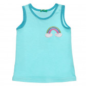 Βαμβακερή μπλούζα με ουράνιο τόξο απλικέ για ένα μωρό, γαλάζιο Benetton 236803 