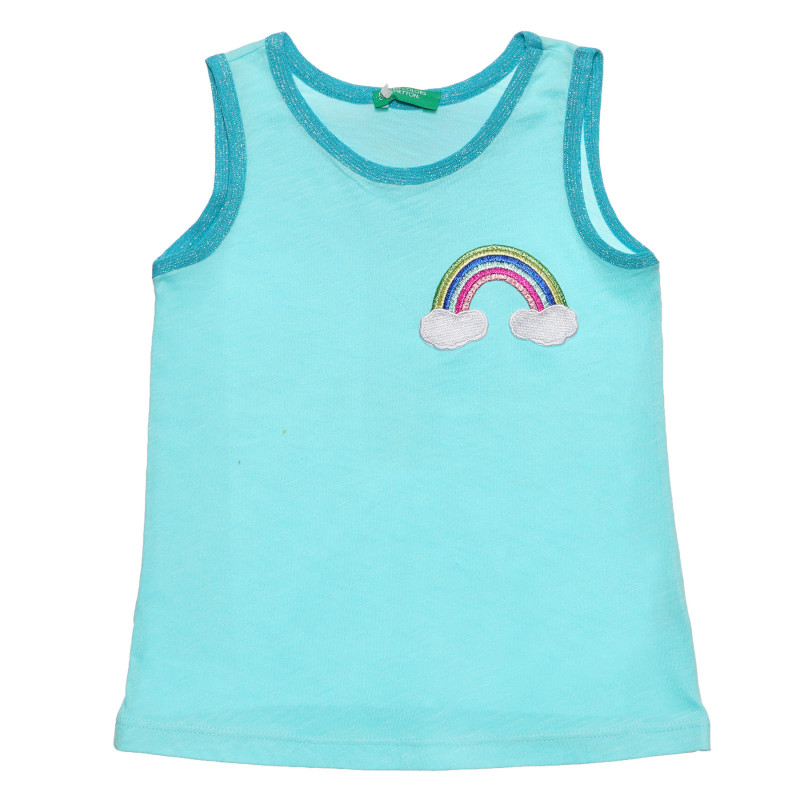 Βαμβακερή μπλούζα με ουράνιο τόξο απλικέ για ένα μωρό, γαλάζιο  236803