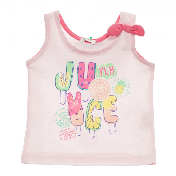 Βαμβακερή μπλούζα με τύπωμα για μωρό, ροζ Benetton 236807 