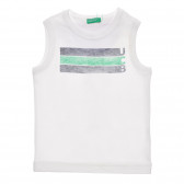 Βαμβακερή μπλούζα με τύπωμα για μωρό, λευκό Benetton 236823 