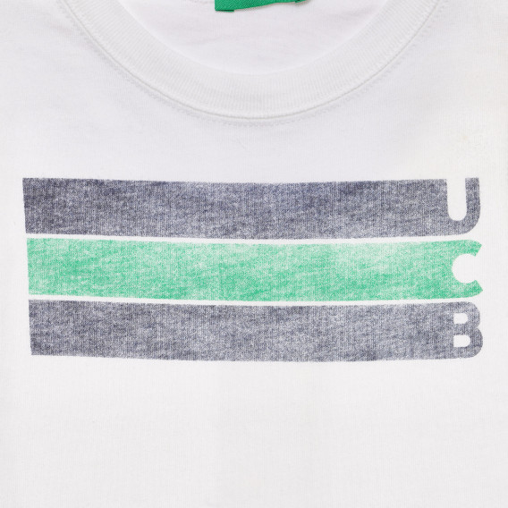 Βαμβακερή μπλούζα με τύπωμα για μωρό, λευκό Benetton 236824 2