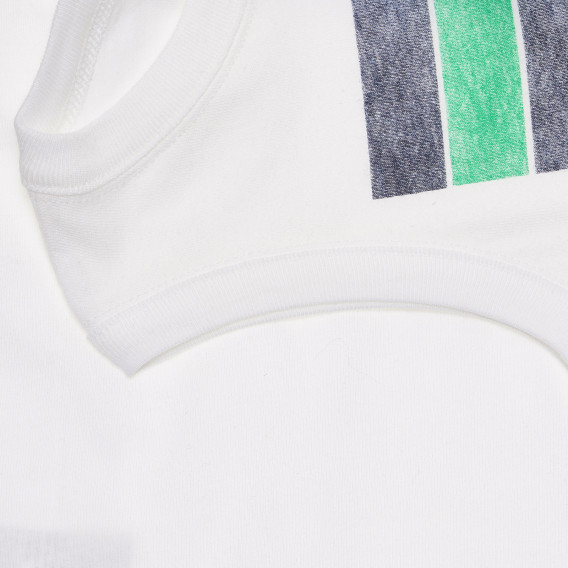 Βαμβακερή μπλούζα με τύπωμα για μωρό, λευκό Benetton 236826 3