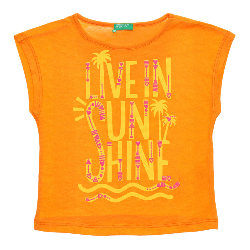 Βαμβακερό μπλουζάκι με τύπωμα και λεζάντα για ένα μωρό, πορτοκαλί  236831