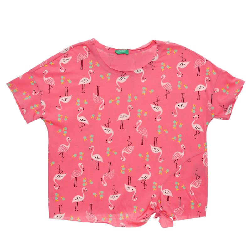 Βαμβακερή μπλούζα με φλαμίνγκο, ροζ  236835