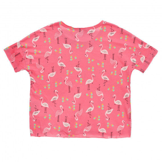 Βαμβακερή μπλούζα με φλαμίνγκο, ροζ Benetton 236837 4
