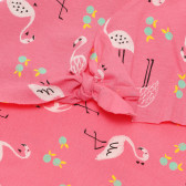 Βαμβακερή μπλούζα με φλαμίνγκο, ροζ Benetton 236838 3