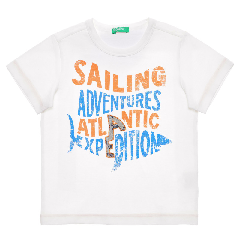 Βαμβακερό μπλουζάκι με γραφικό σχέδιο για ένα μωρό σε λευκό χρώμα  236839