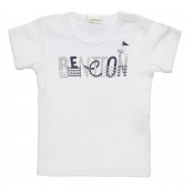 Βαμβακερό μπλουζάκι με τύπωμα επωνυμίας για ένα μωρό, λευκό Benetton 236863 