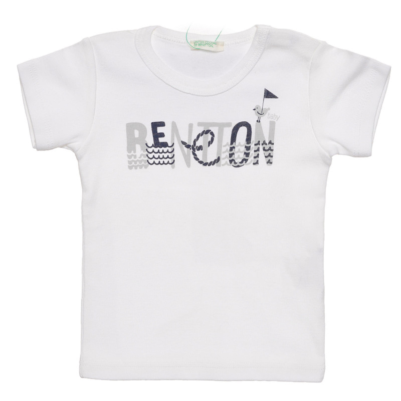 Βαμβακερό μπλουζάκι με τύπωμα επωνυμίας για ένα μωρό, λευκό  236863