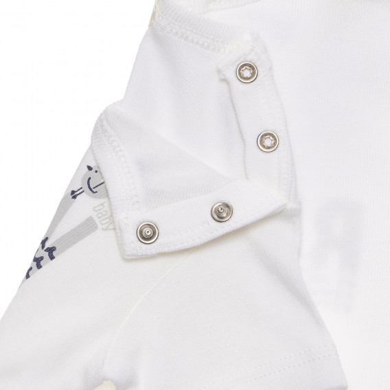 Βαμβακερό μπλουζάκι με τύπωμα επωνυμίας για ένα μωρό, λευκό Benetton 236865 2