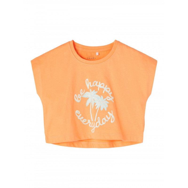 Μπλουζάκι από οργανικό βαμβάκι με τύπωμα φοίνικα, σε πορτοκαλί χρώμα  236926