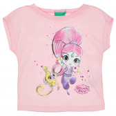 Βαμβακερό μπλουζάκι με τύπωμα πριγκίπισσα για ένα μωρό, ροζ Benetton 236988 