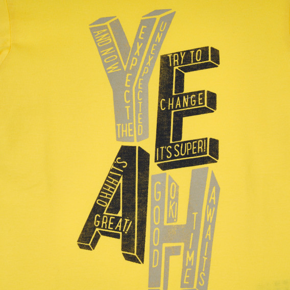 Βαμβακερό μπλουζάκι με γραφικό σχέδιο για ένα μωρό με κίτρινο χρώμα Benetton 237001 2