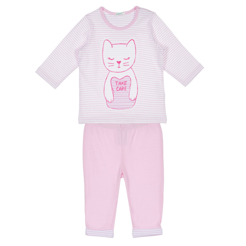 Σετ βαμβακερό με παντελόνι και μπλούζα με μακριά μανίκια για μωρό, ροζ  237060