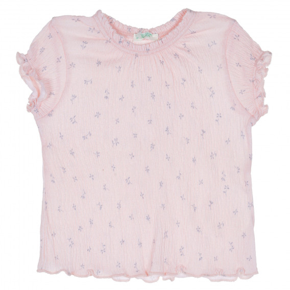 Βαμβακερό σετ μπλούζας και σορτς για μωρό, σε ροζ και γκρι χρώμα Benetton 237069 2