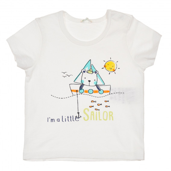 Σετ βαμβακερό μπλουζάκι και σορτς για μωρό σε λευκό και πράσινο Benetton 237214 