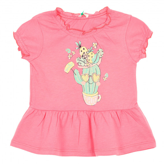 Σετ βαμβακερό μπλουζάκι και σορτς για ένα μωρό, ροζ Benetton 237221 2