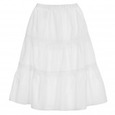 Βαμβακερή φούστα με κέντημα και ελαστική μέση, λευκή Benetton 237396 