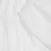 Βαμβακερή φούστα με κέντημα και ελαστική μέση, λευκή Benetton 237398 3
