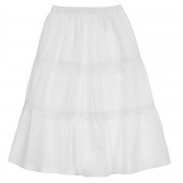 Βαμβακερή φούστα με κέντημα και ελαστική μέση, λευκή Benetton 237399 4
