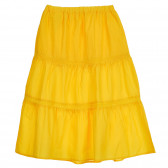Βαμβακερή φούστα με κέντημα και ελαστική μέση, κίτρινη Benetton 237400 