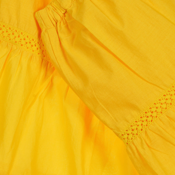 Βαμβακερή φούστα με κέντημα και ελαστική μέση, κίτρινη Benetton 237402 3