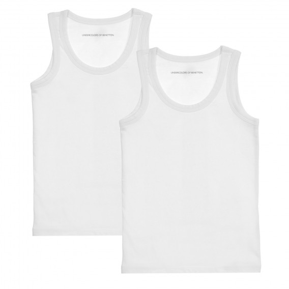 Σετ από δύο βαμβακερές μπλούζες σε λευκό χρώμα Benetton 237408 2