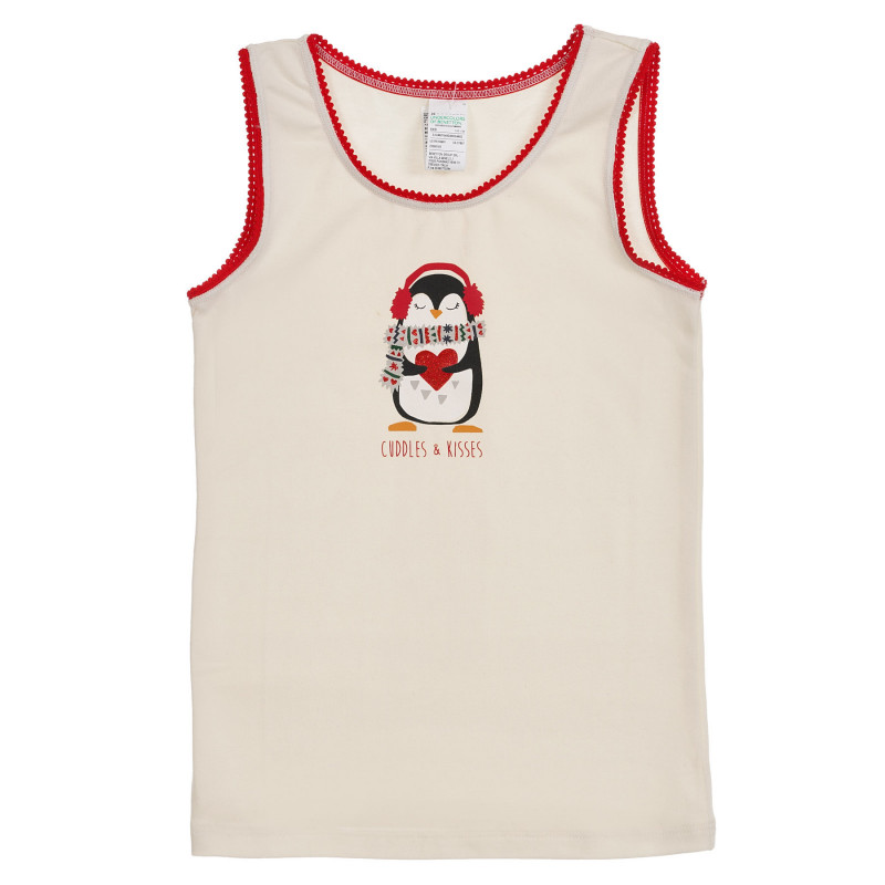 Βαμβακερή μπλούζα με κόκκινες πινελιές, λευκή  237419