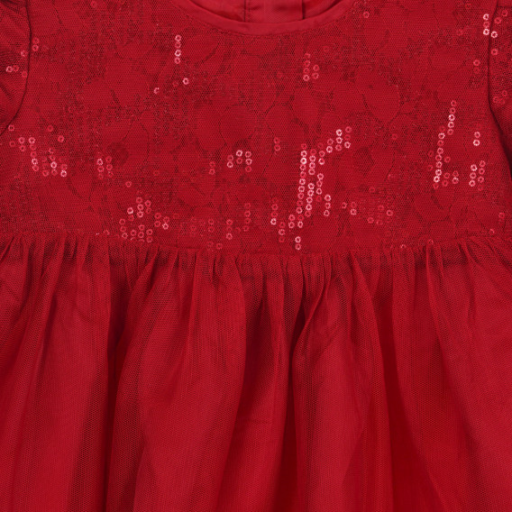 Κοντομάνικο φόρεμα με πούλιες και φούστα από τούλι για μωρό, κόκκινο Benetton 237424 2
