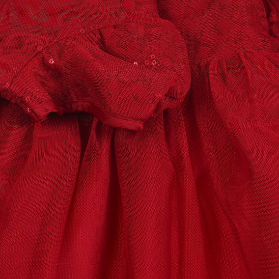 Κοντομάνικο φόρεμα με πούλιες και φούστα από τούλι για μωρό, κόκκινο Benetton 237425 3