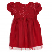 Κοντομάνικο φόρεμα με πούλιες και φούστα από τούλι για μωρό, κόκκινο Benetton 237426 4