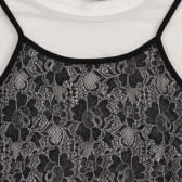 Φόρεμα δύο κομματιών, με άσπρο μπλουζάκι και μαύρη δαντέλα με ιμάντες Sisley 237435 2