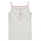 Βαμβακερή μπλούζα με λεπτές τιράντες με λευκές-ροζ ρίγες Benetton 237467 