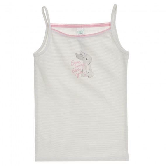 Βαμβακερή μπλούζα με λεπτές τιράντες με λευκές-ροζ ρίγες Benetton 237467 