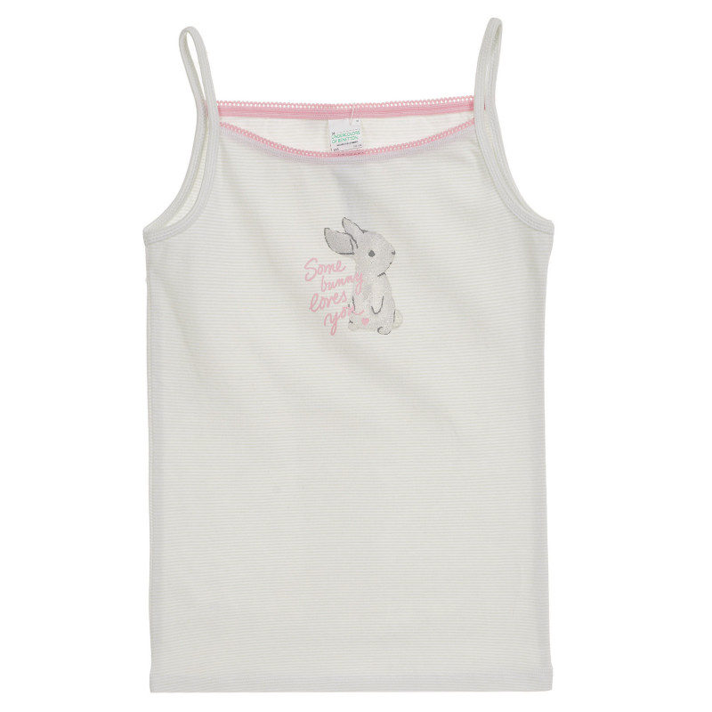 Βαμβακερή μπλούζα με λεπτές τιράντες με λευκές-ροζ ρίγες  237467