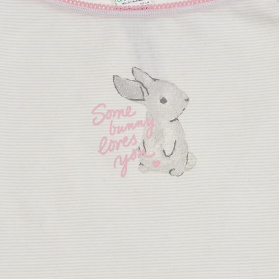 Βαμβακερή μπλούζα με λεπτές τιράντες με λευκές-ροζ ρίγες Benetton 237468 2