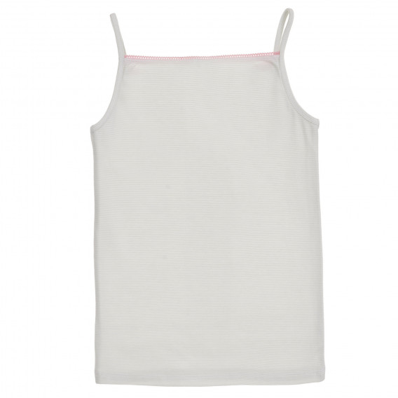 Βαμβακερή μπλούζα με λεπτές τιράντες με λευκές-ροζ ρίγες Benetton 237470 4