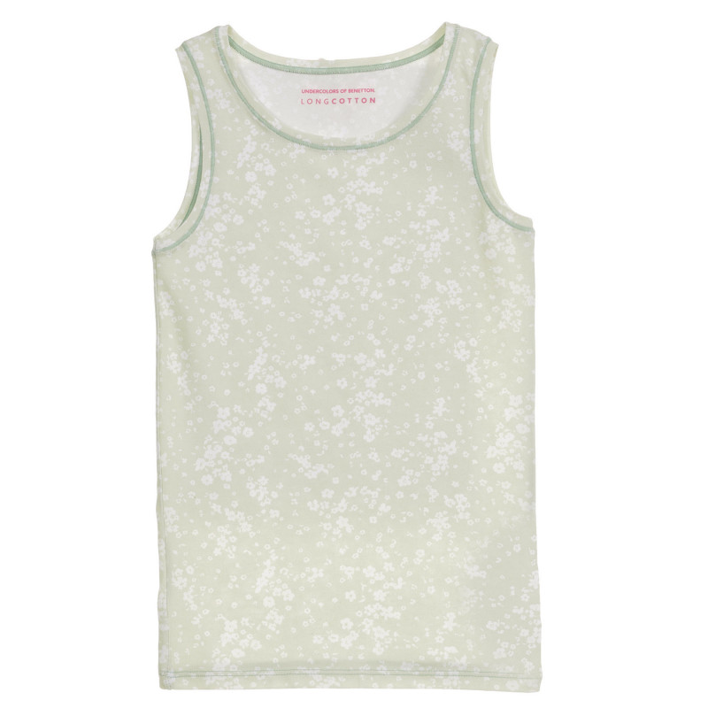 Βαμβακερή μπλούζα με floral τύπωμα, πράσινη  237471