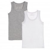 Σετ από δύο βαμβακερές μπλούζες για μωρό, λευκό και γκρι Benetton 237527 