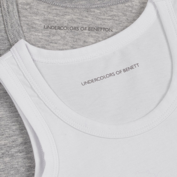 Σετ από δύο βαμβακερές μπλούζες για μωρό, λευκό και γκρι Benetton 237529 3
