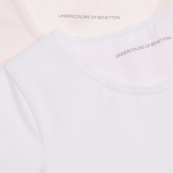 Σετ βαμβακερές μπλούζες σε λευκό και ροζ Benetton 237568 3