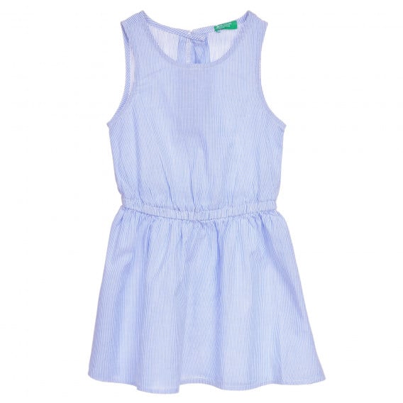 Αμάνικο βαμβακερό φόρεμα,  με άσπρες και μπλε ρίγες Benetton 237580 