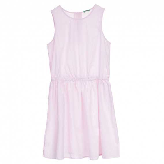 Αμάνικο βαμβακερό φόρεμα με λευκές και ροζ ρίγες Benetton 237584 