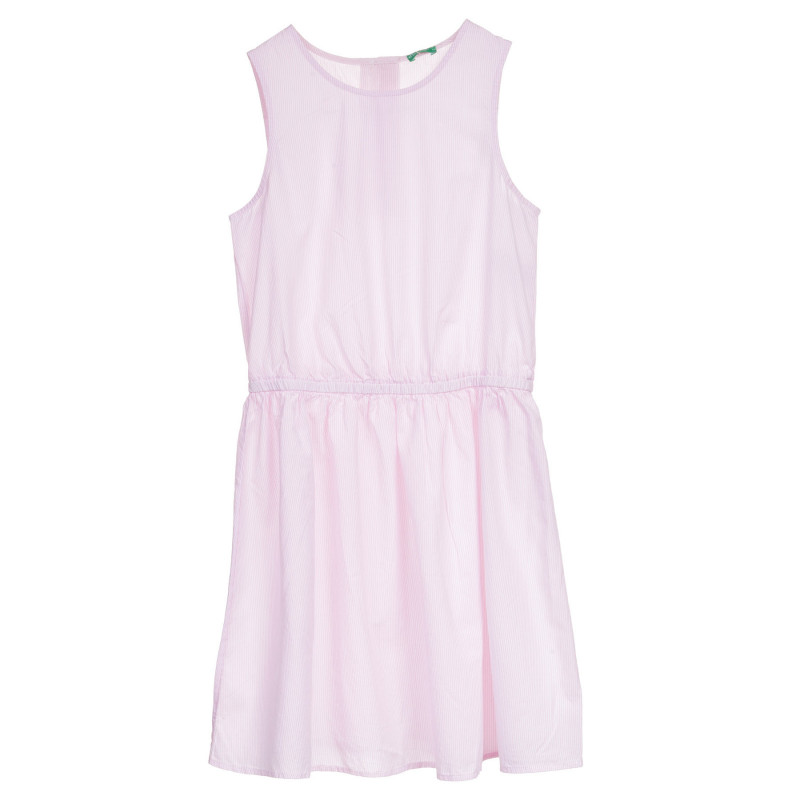 Αμάνικο βαμβακερό φόρεμα με λευκές και ροζ ρίγες  237584