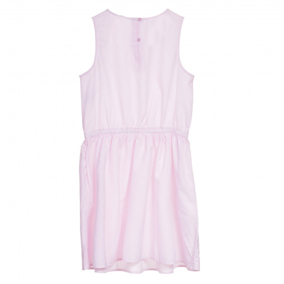 Αμάνικο βαμβακερό φόρεμα με λευκές και ροζ ρίγες Benetton 237587 4